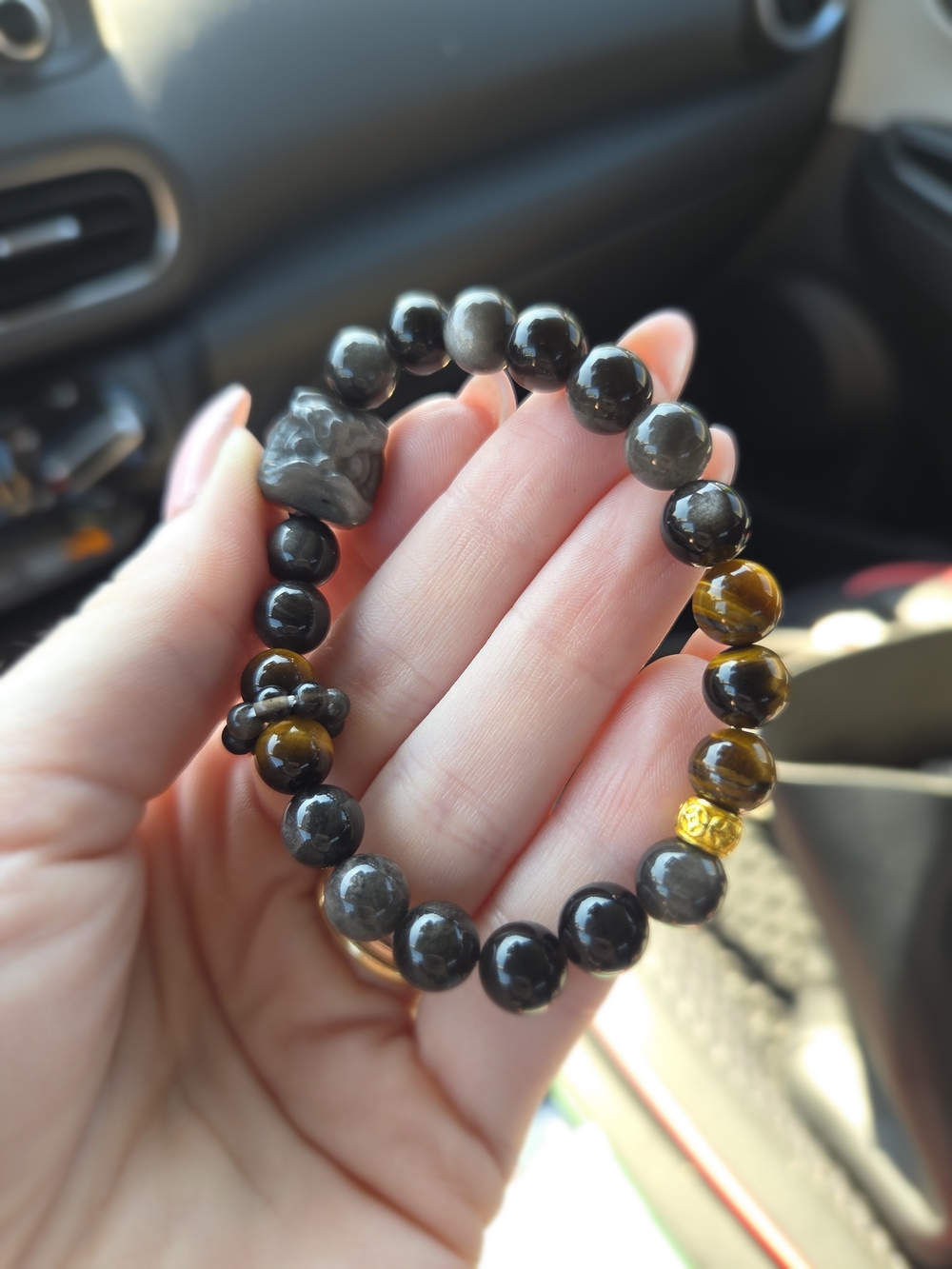Men's Obsidian Dragon Stretch Bracelet